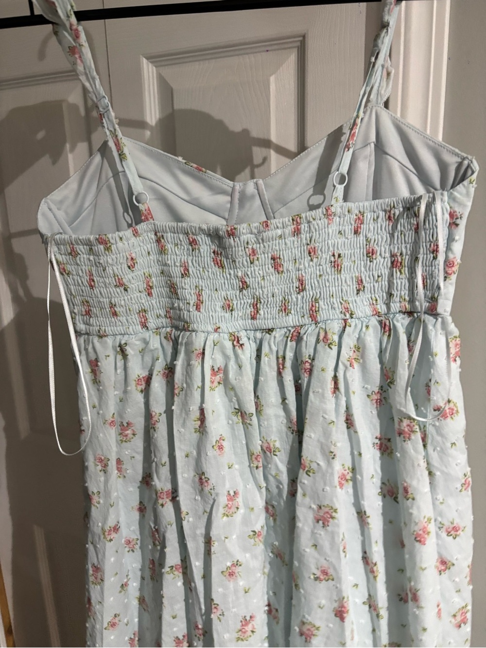 Pastel Blue Floral Tie-Shoulder Mini Dress - Picture 3 of 4